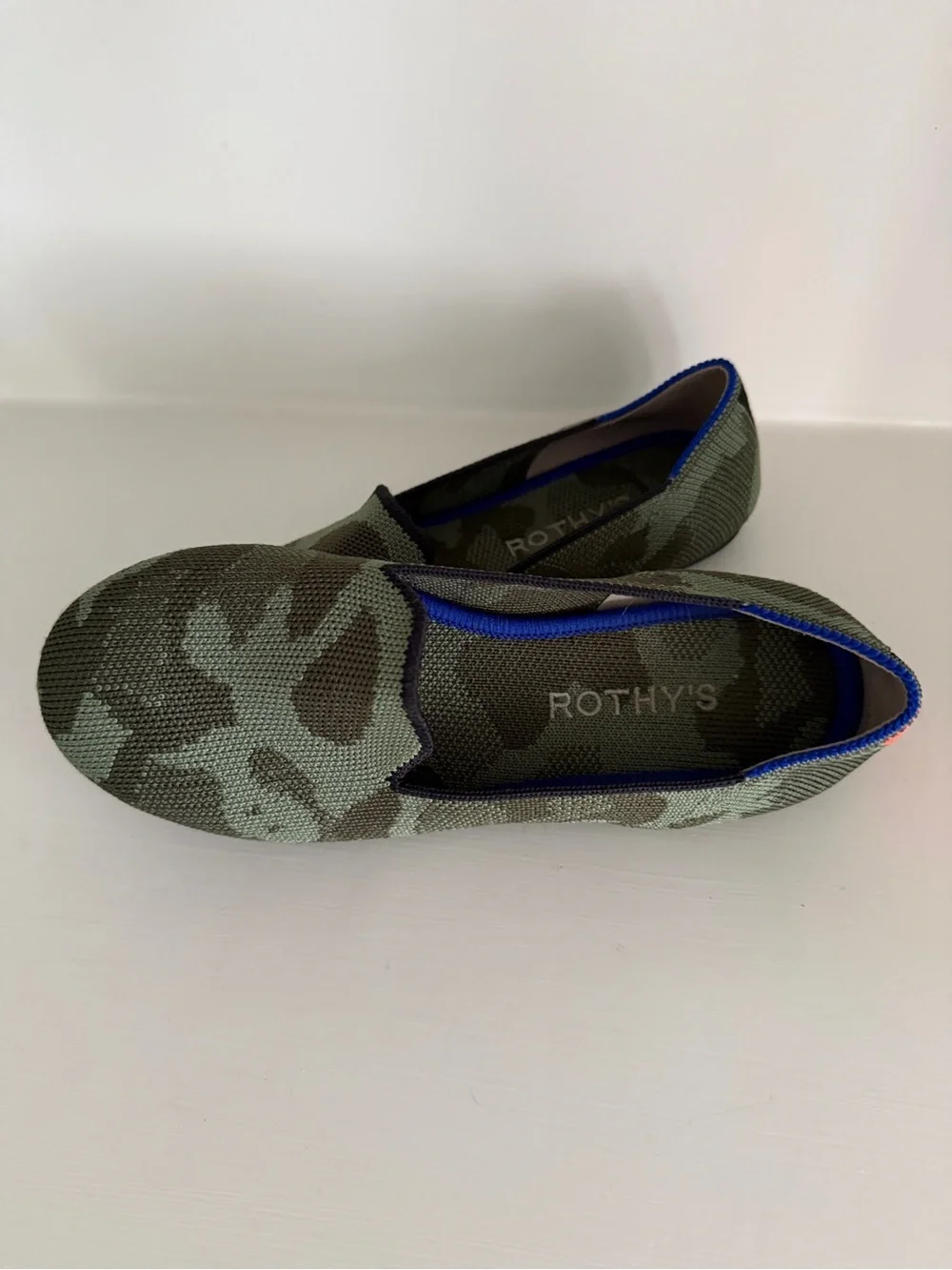 Kids Rothy's Olive Green Camo Knit Slip-Ons